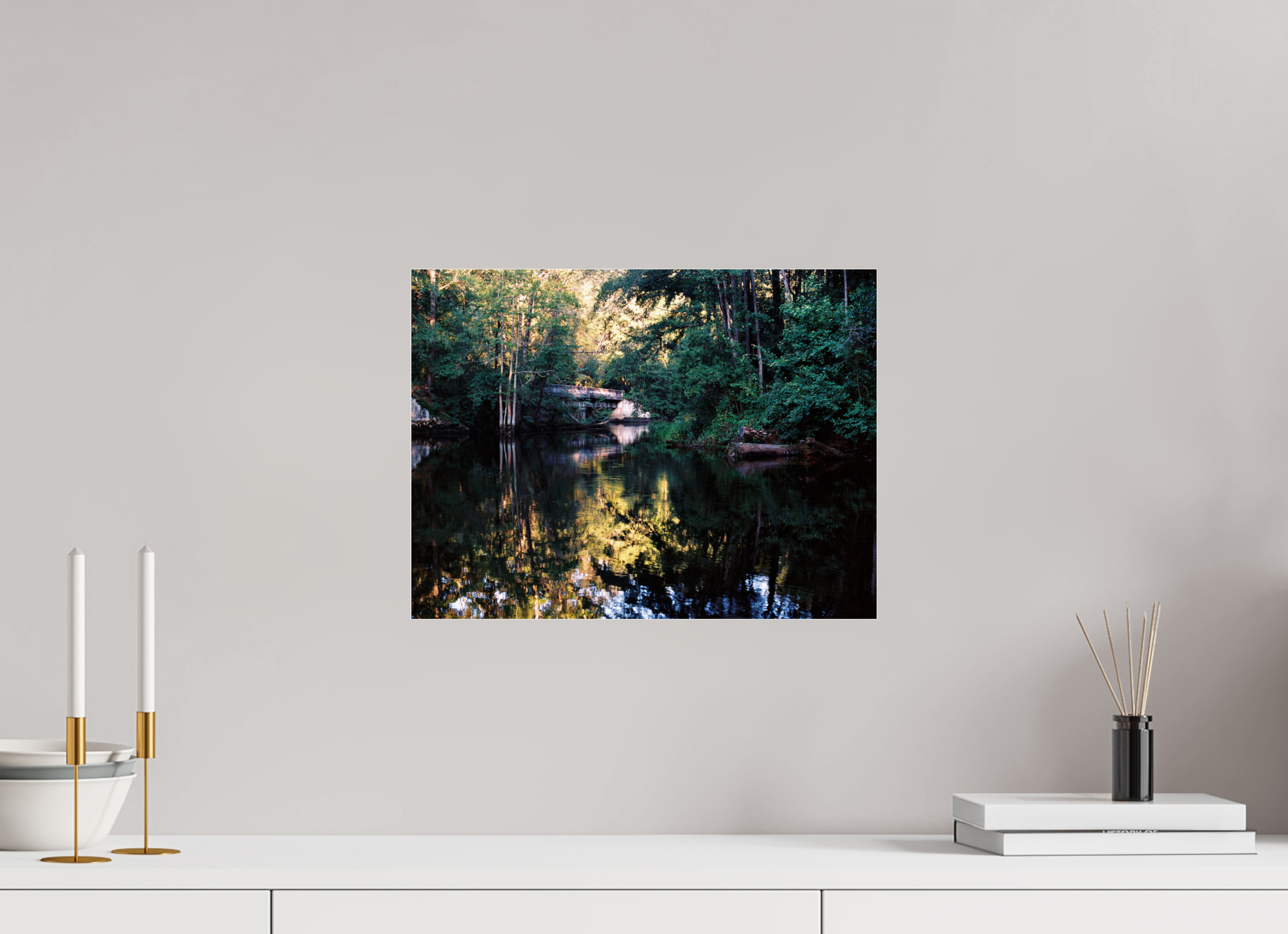 16 x 12″, Photo Print Under Acrylic Glass Gilchrist Bridge and Lumber River in Summer