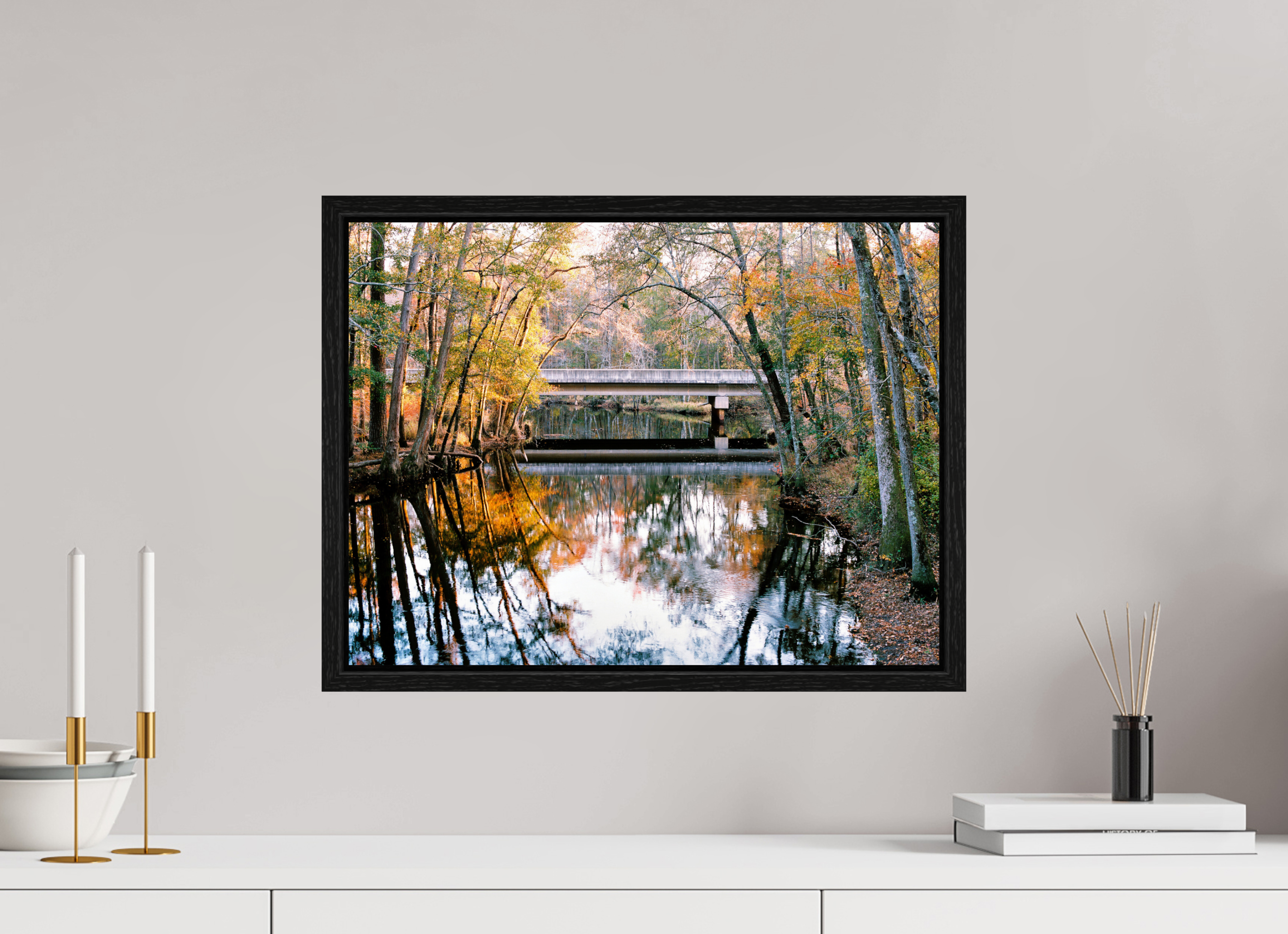 20 x 15″, Floater Frame US-401 Bridge over Lumber River