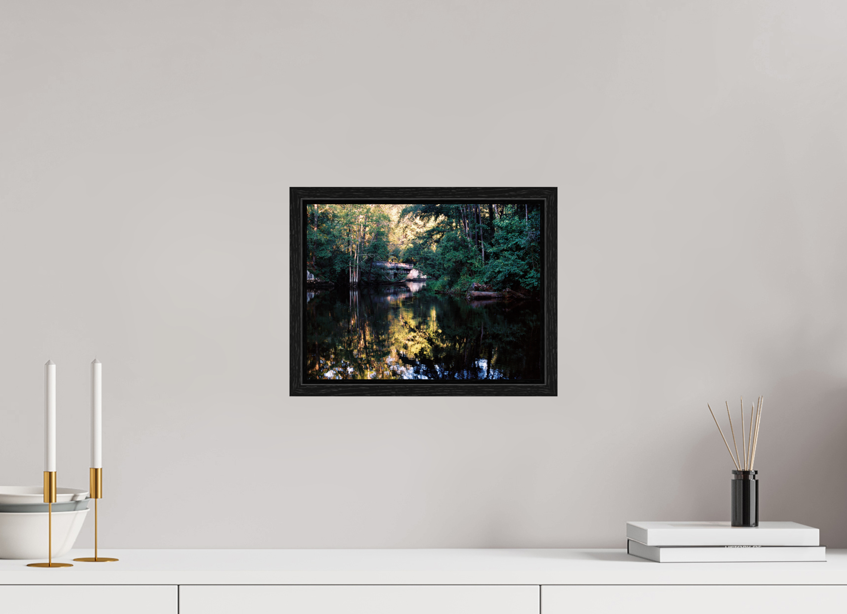 12 x 9″, Floater Frame Gilchrist Bridge and Lumber River in Summer