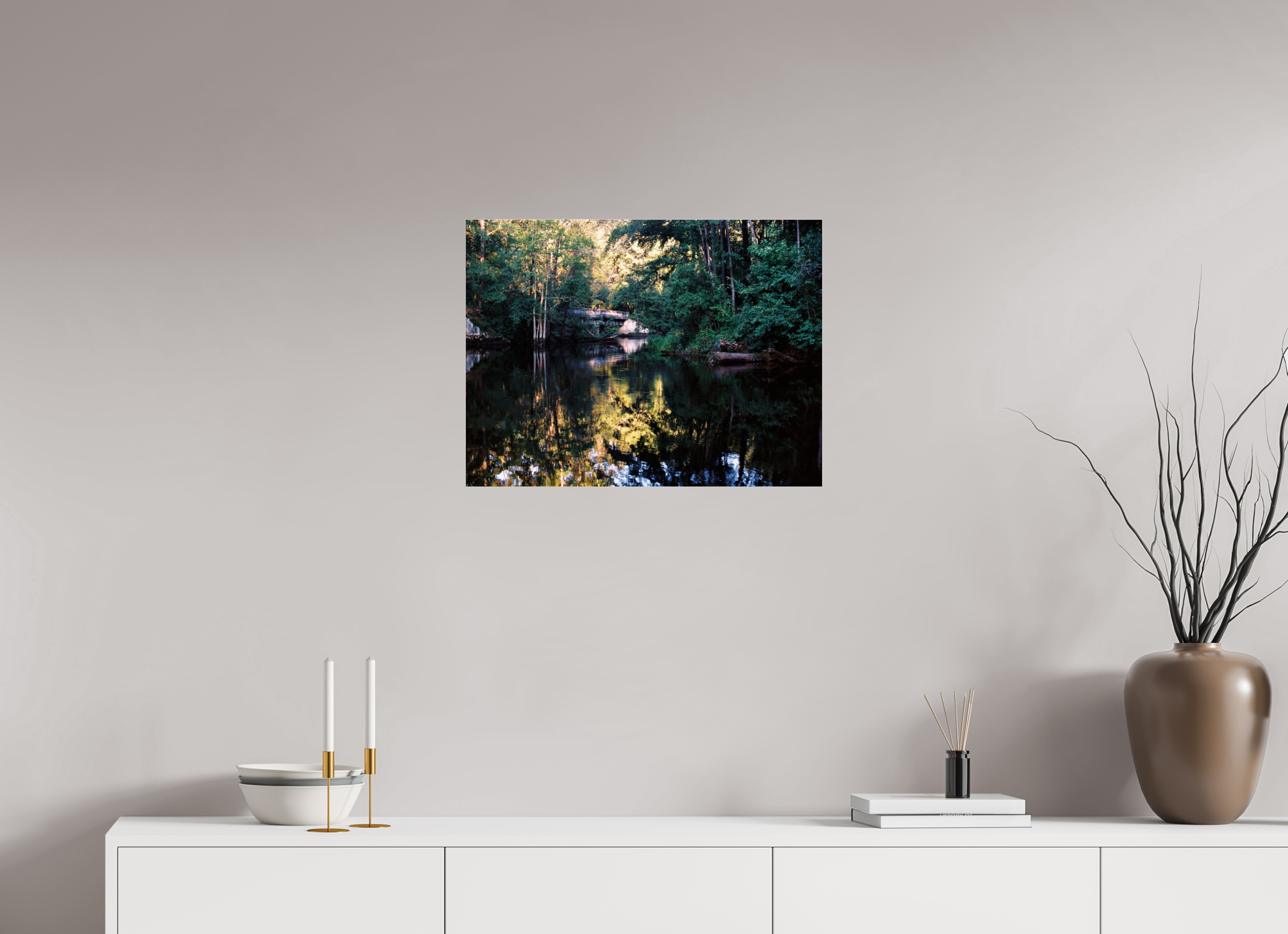 24 x 18″, Photo Print Under Acrylic Glass Gilchrist Bridge and Lumber River in Summer