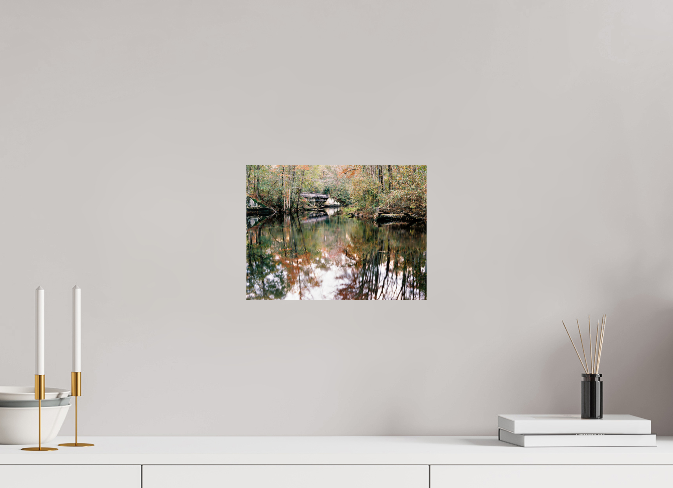 12 x 9″, Photo Print On Fuji Crystal DP II Gilchrist Bridge and Lumber River in Fall