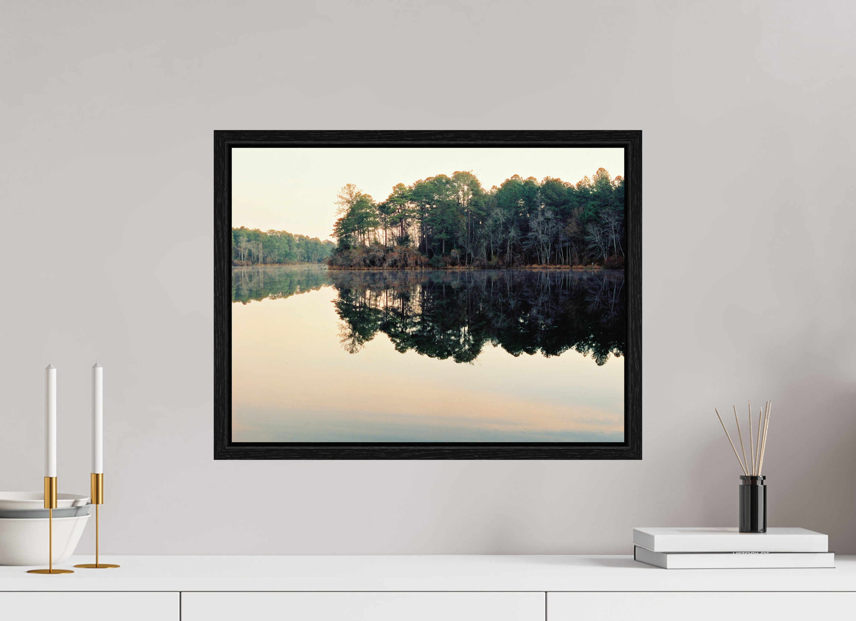20 x 15″, Floater Frame A Quiet Lake