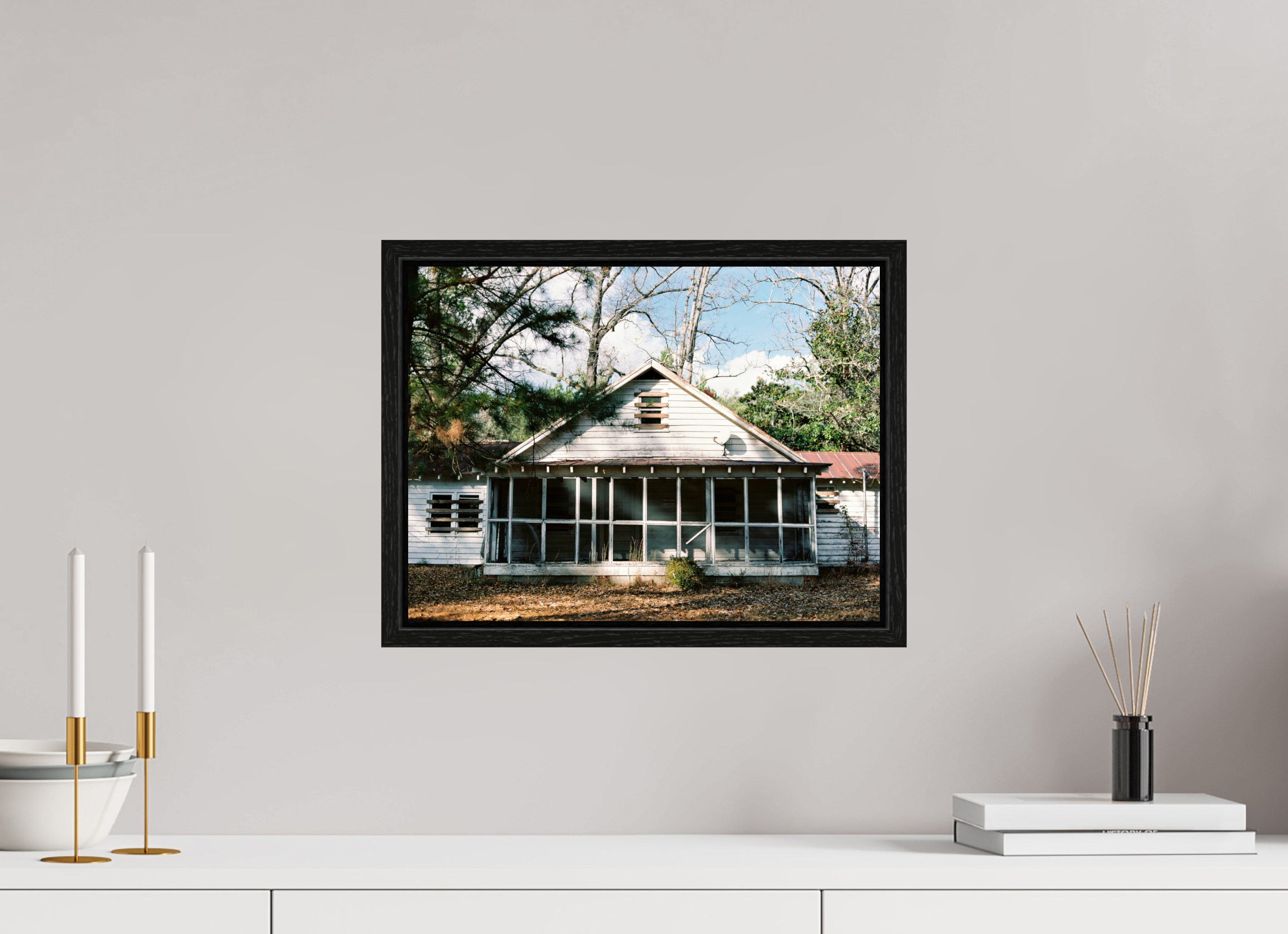 16 x 12″, Floater Frame Dilapidated House